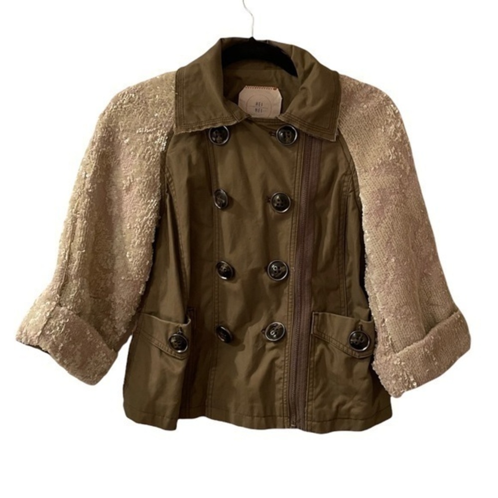 Anthropologie Safari Sparkly Sleeves Aline Coat Jacket
Size XXSP Condition 9/10